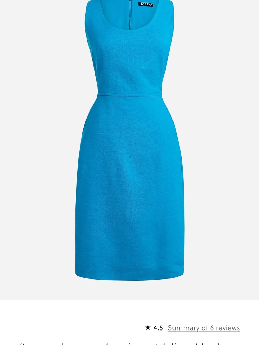 J. Crew Women's Sleeveless Sheath Dress in Bright Turquoise scoopneck resume